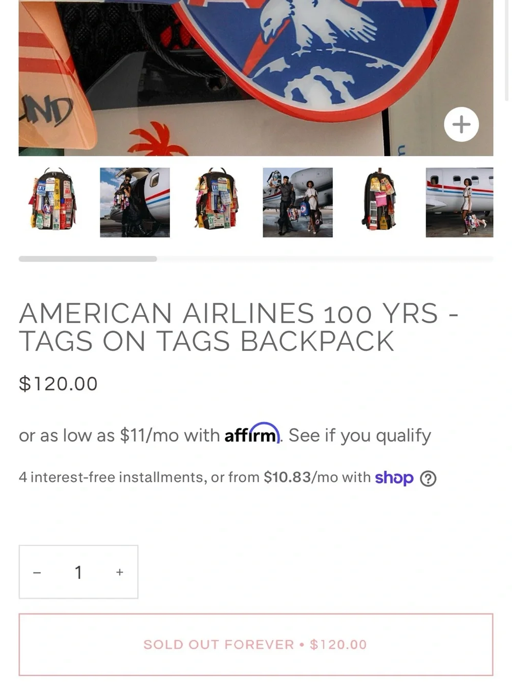 Sprayground AMERICAN AIRLINES 100 YRS - TAGS ON TAGS BACKPACK